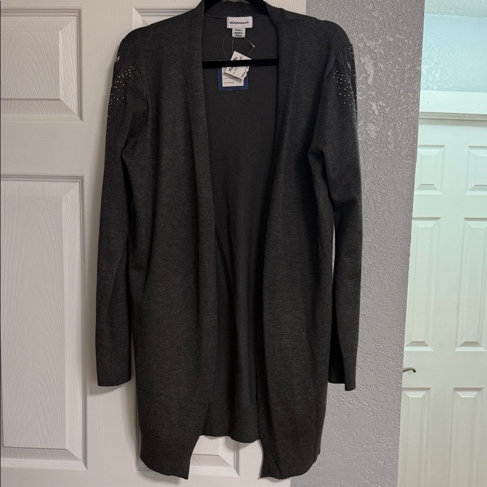 Embellished Dark Gray Cardigan